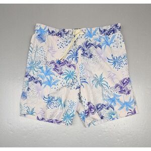 Trunks Surf And Swim Co. Swim Trunks Mens Medium. White‎ Hawaiian Floral Shorts
